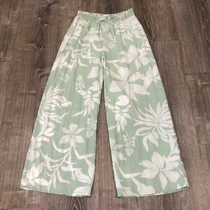 Kiwi + Punch Tropical Print Smocked Waist Tassel Lounge Pants M
